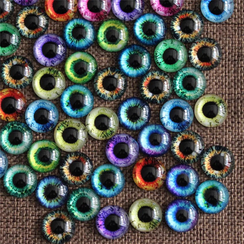 Doll Eyes From 6mm to 30mm Random Mixed Round Eyes In Pairs Pattern Glass Flatback Photo Cabochons Base DIY Msking Accessories