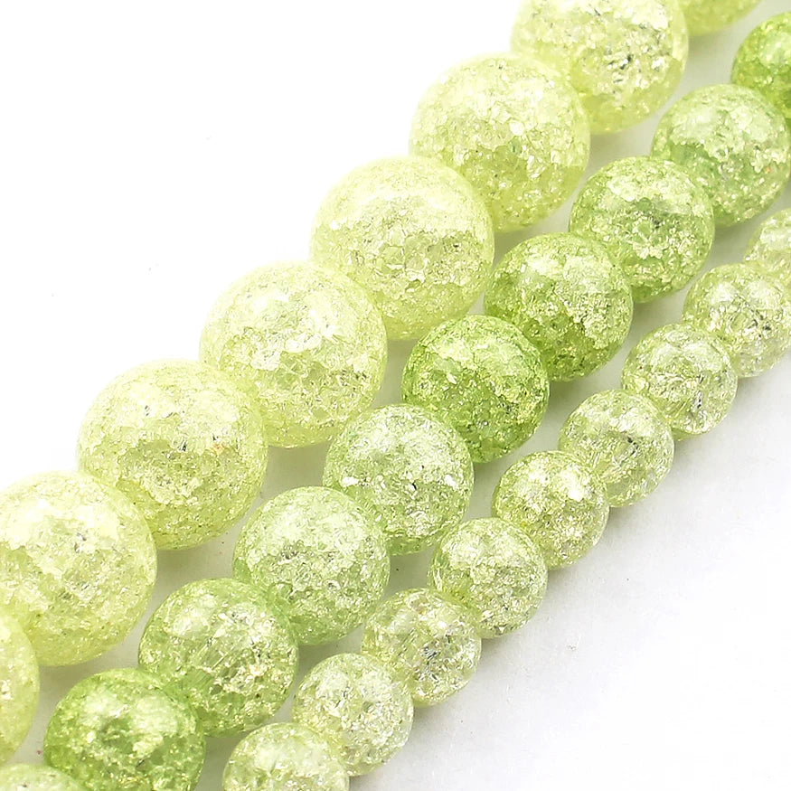 Stone Beads Round Multicolor Cracked Quartz-Style for DIY Jewelry Making
