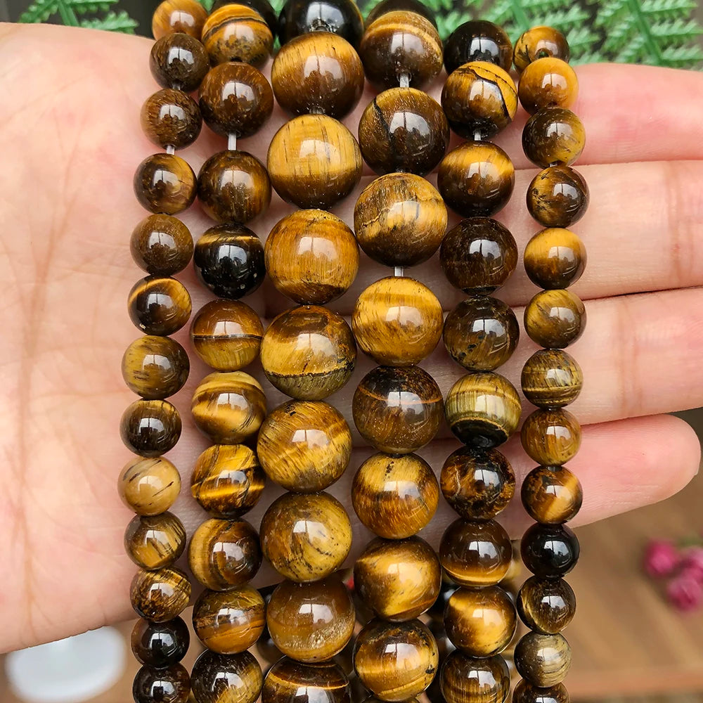 Stone Beads Round Yellow Tiger Eye for DIY Jewelry Making Bracelet Supplies