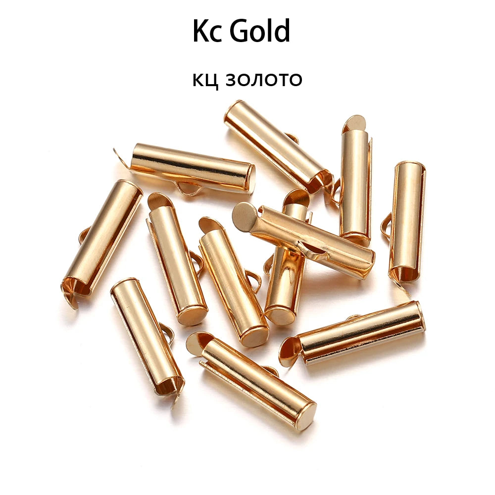 Cord End Clasps Slide-On Crimp Tube Buckles DIY Jewelry Making Craft Supplies