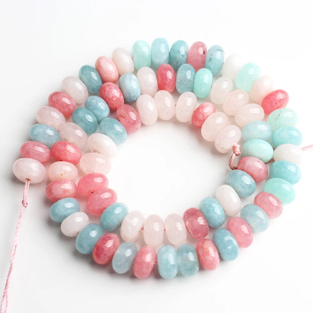 Stone Beads Round Purple Blue Angelite-Style Rondelle for DIY Jewelry Making