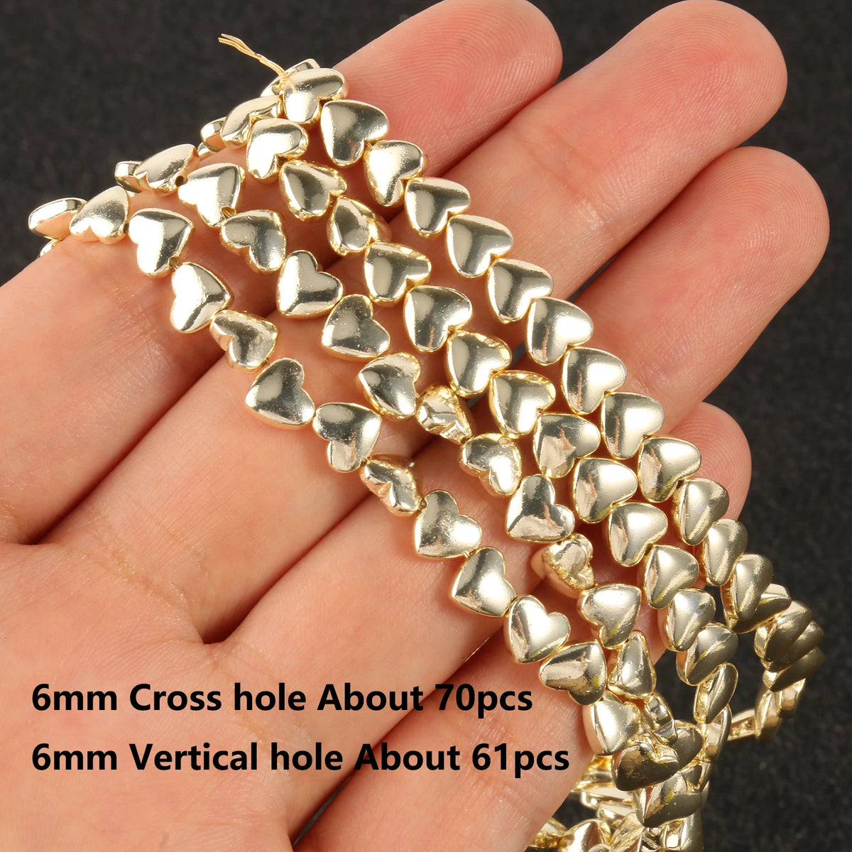Stone Beads Gold-Tone Hematite-Style Cross Star Heart for DIY Jewelry Making