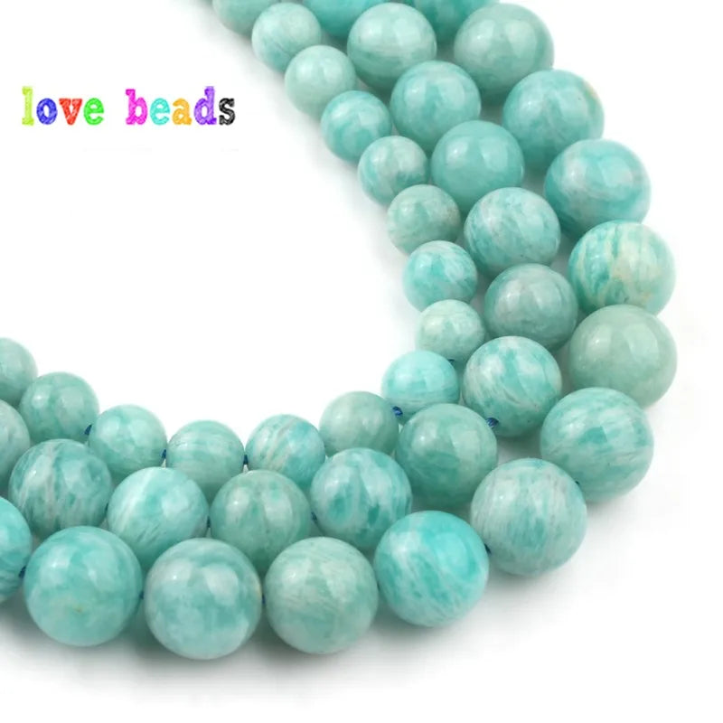 Stone Beads gem amazonite round strand for DIY Jewelry Making Bracelet Supplies