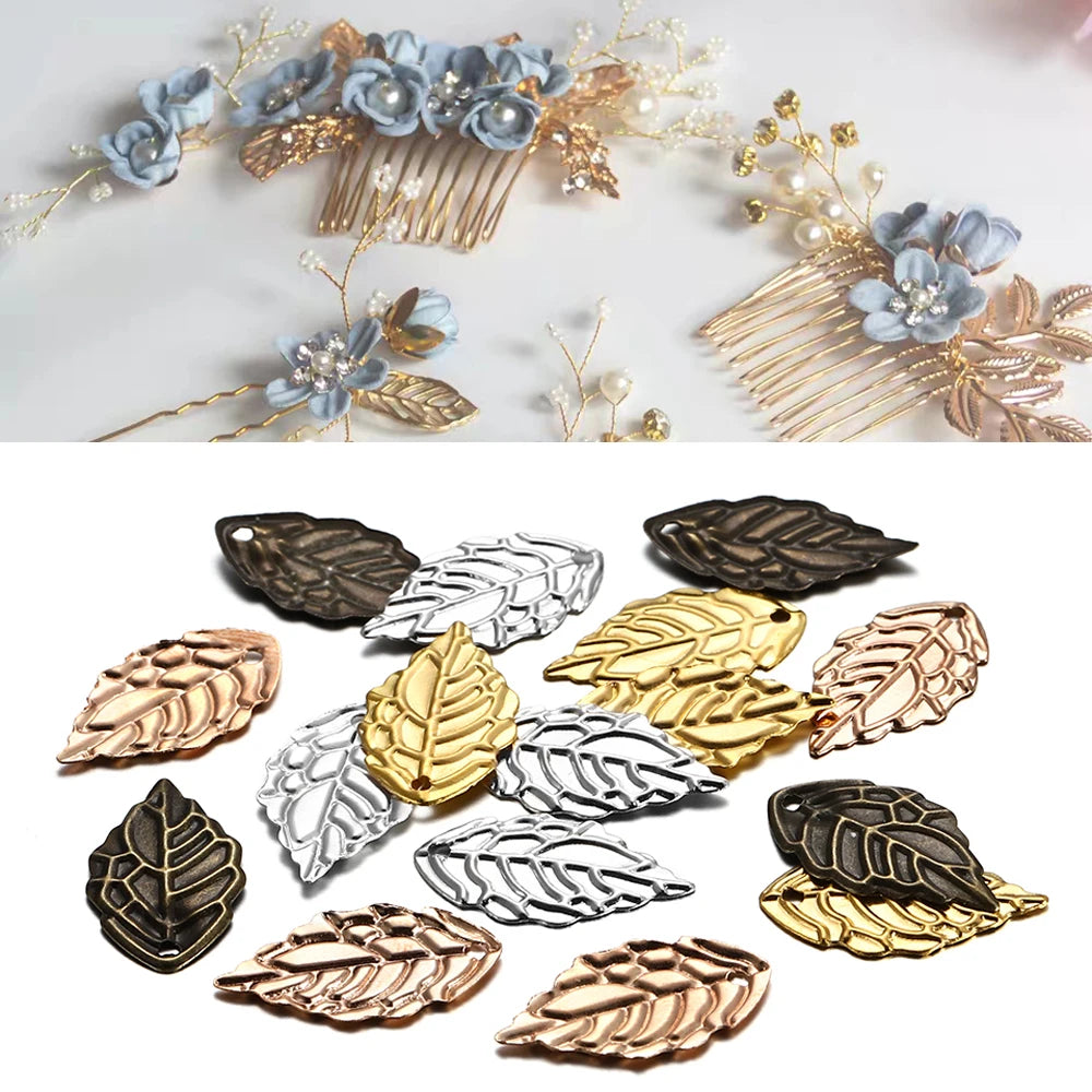 Earring Components Goldcolor Metal Charms Leaf Shape Earrings DIY Jewelry Making
