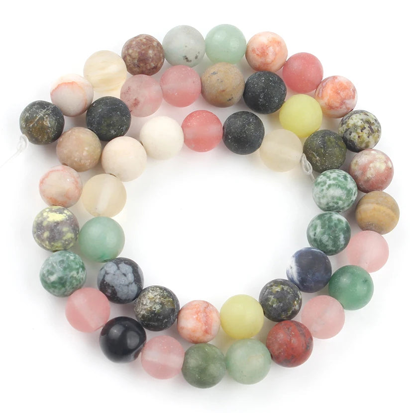 Stone Beads Matte Round Morganite Agate Tiger Eye Styles for DIY Jewelry Making