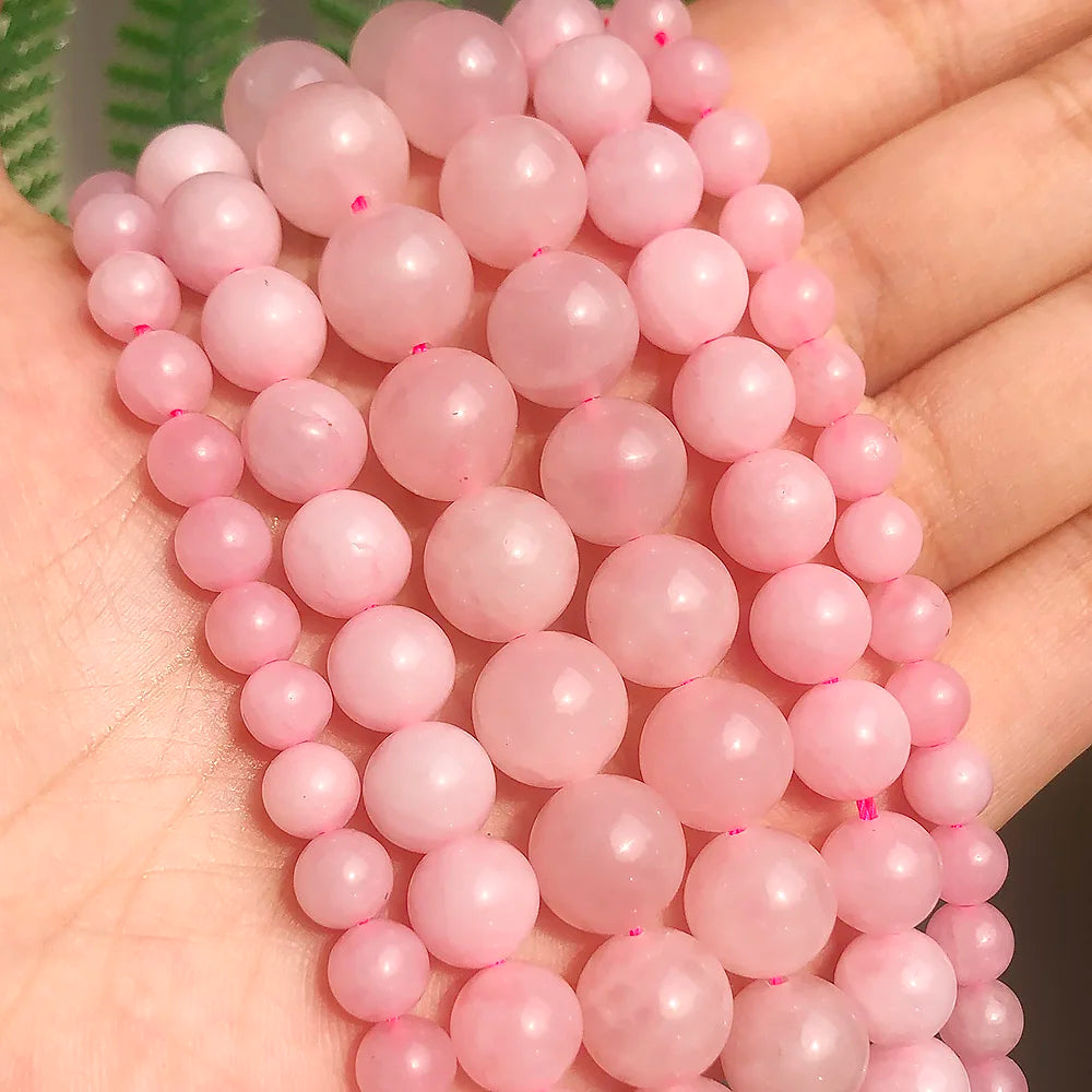 Stone Beads Round Pink Rose Quartz-Style for DIY Jewelry Making Craft Beads