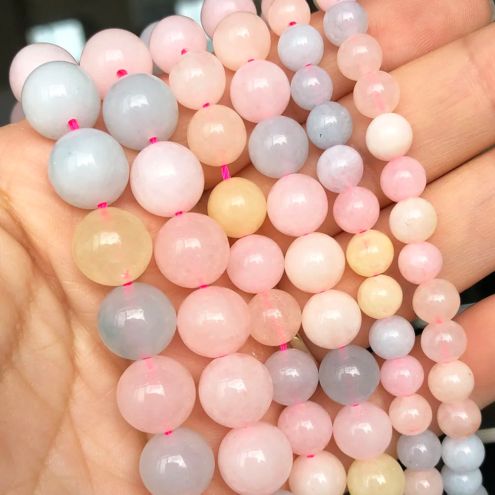 Stone Beads Round Jade Chalcedony Styles for DIY Jewelry Making Craft Beads