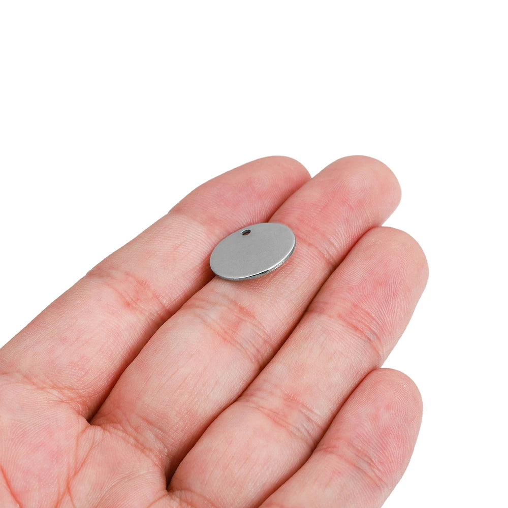 Jewelry Findings Round Stainless Steel Dog Tag Charms Pendants Craft Supplies