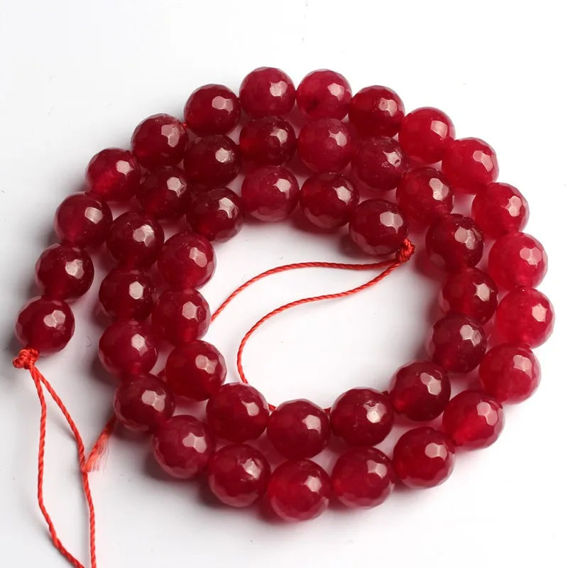 Stone Beads Faceted Pink Blue Chalcedony-Style Jades-Style Agates Round