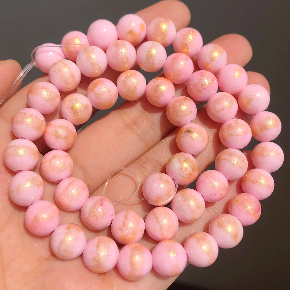 Stone Beads White Howlite-Style Gold-Tone Details for DIY Jewelry Making