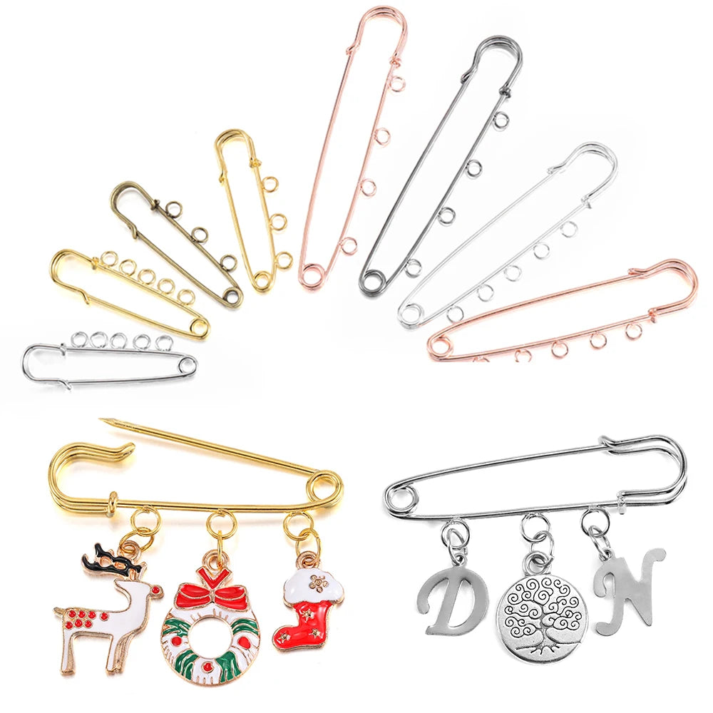 Safety Pins Brooch Blank Base Brooch Rings Pin DIY Jewelry Making Craft Supplies