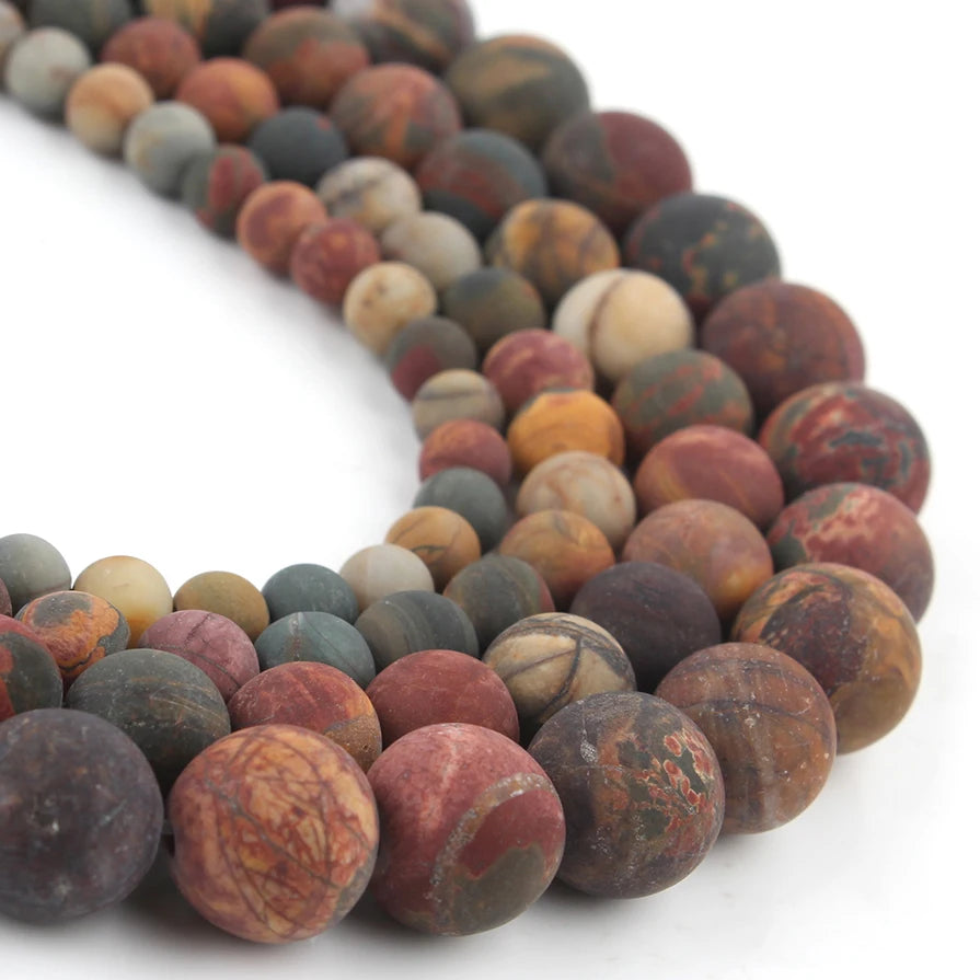 Stone Beads Matte Round Picasso Jasper Agate Styles for DIY Jewelry Making