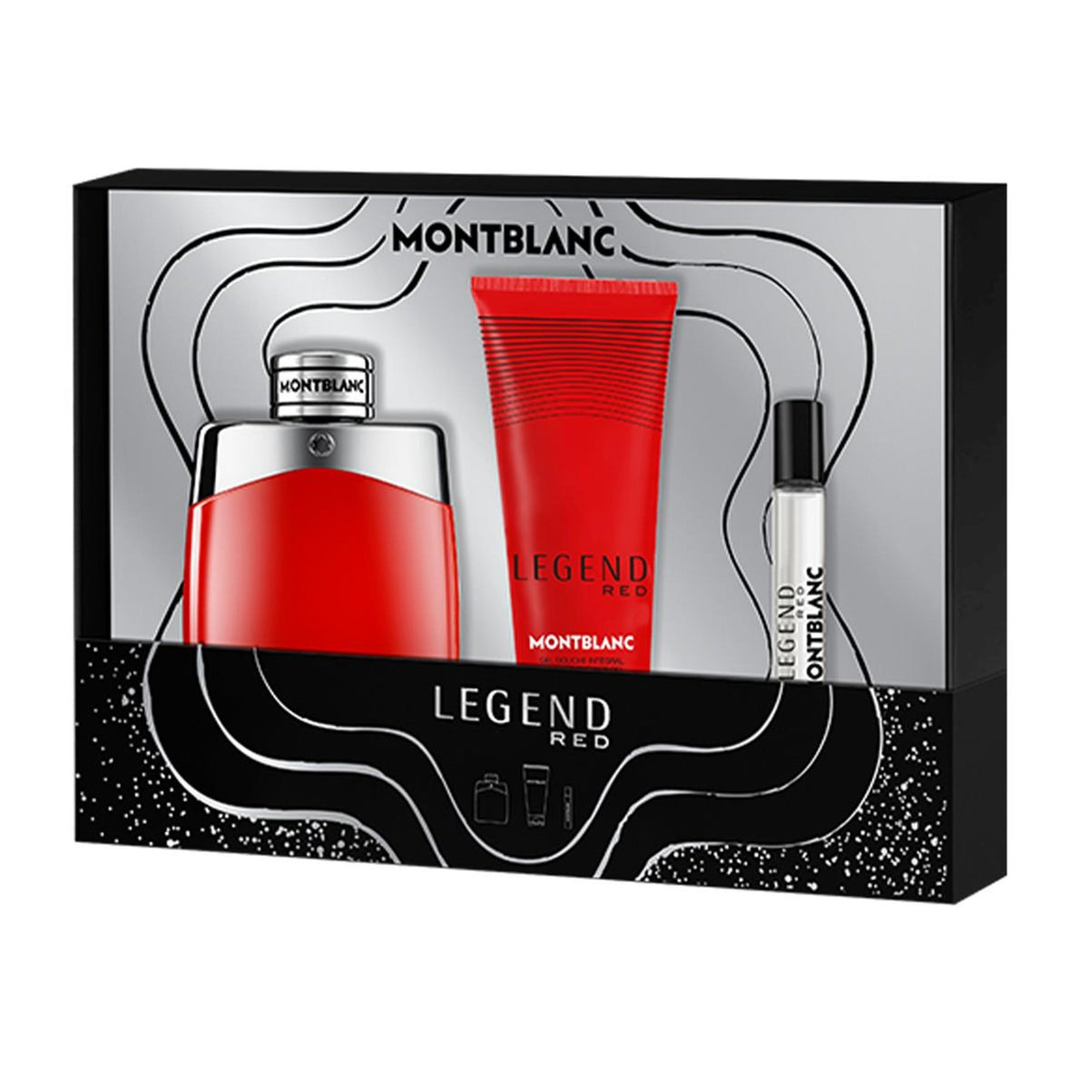 Mont Blanc Legend Red 3 Pcs Set For Men: 3.4 Eau De Parfum Spray + 3.4 Shower Gel + 0.25 Eau De Parfum Spray.