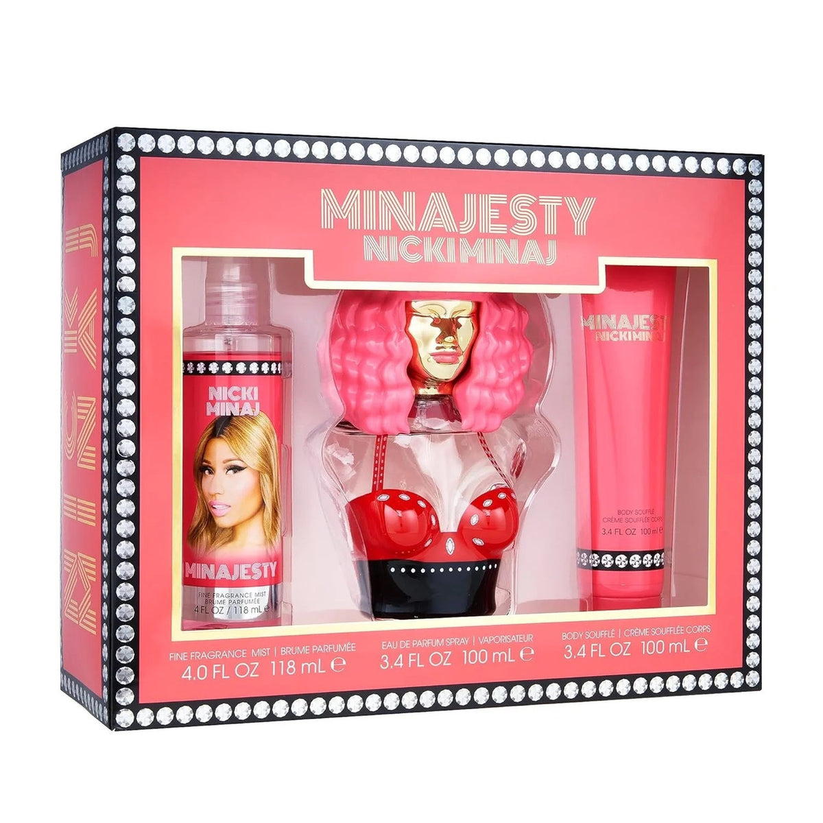 Nicki Minaj Minajesty 3 Pcs Set For Women: 3.4 Eau De Parfum Spray + 3.4 Body Lotion + 1.7 Body Mist