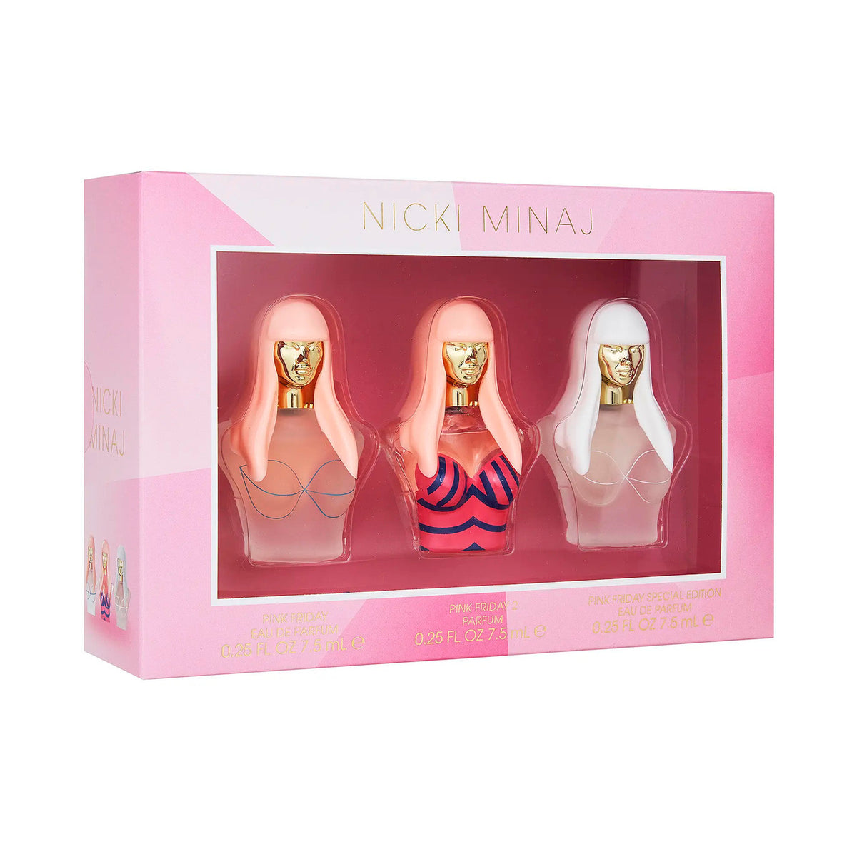 Nicki Minaj 3 * 7.5 Ml Mini Set For Women: Pink Friday Eau De Parfum + Pink Friday 2 Parfum + Pink Friday Special Edition Eau De Parfum