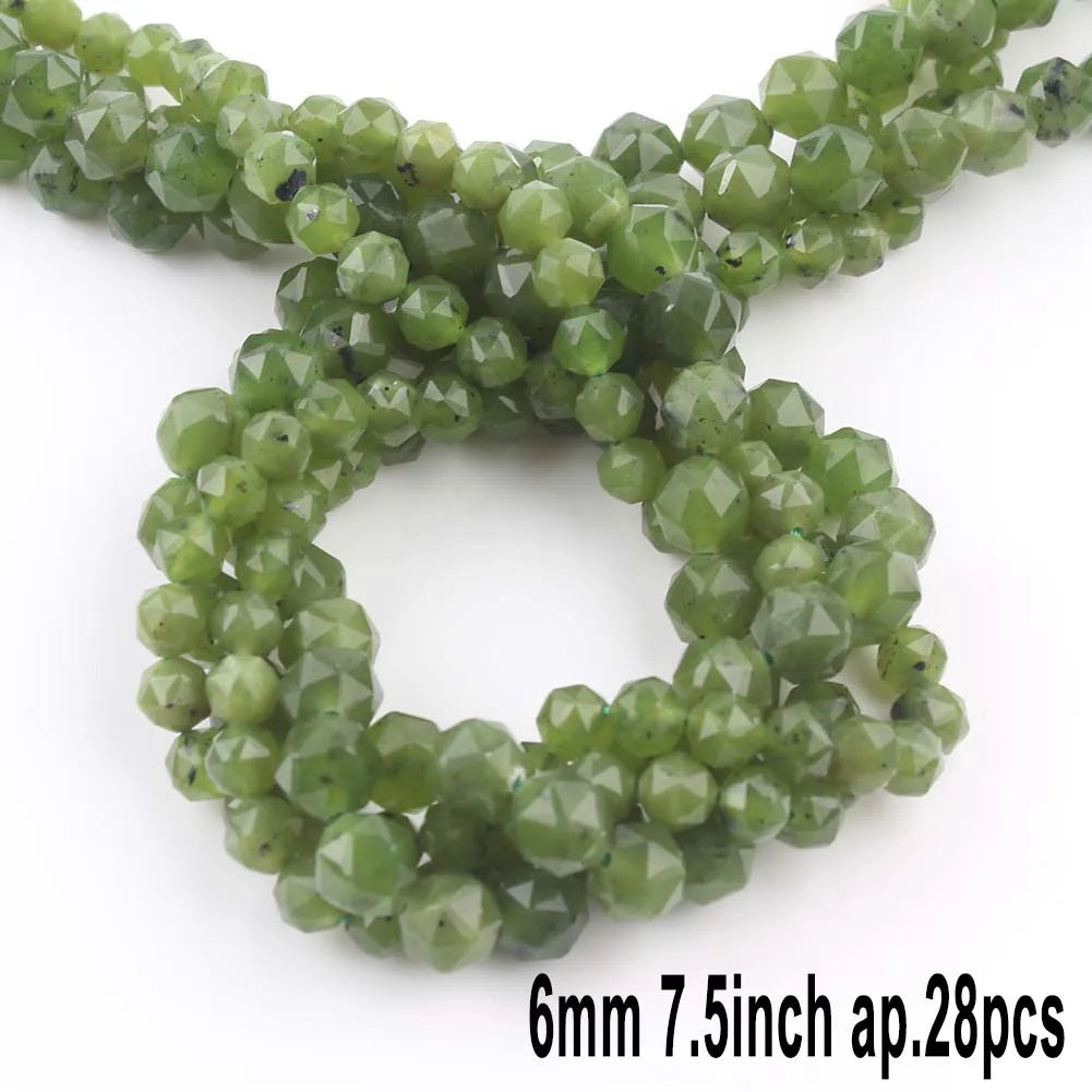 Stone Beads Green Jade-Style Faceted Mixed Shapes for DIY Jewelry Making
