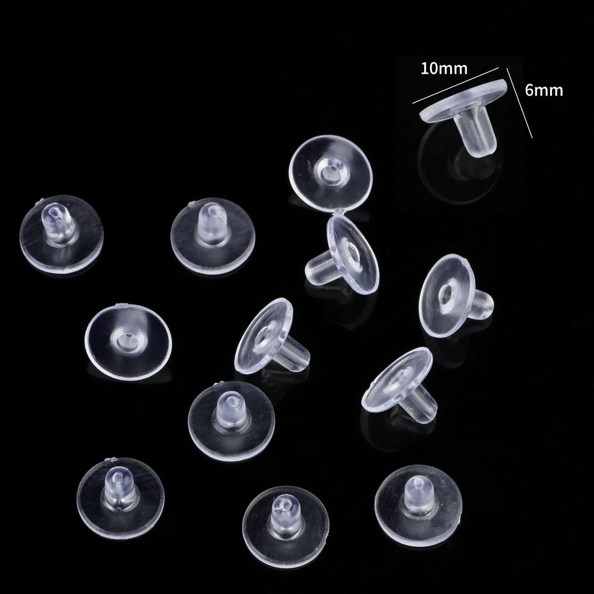 Earring Backs Soft Silicone Rubber Bullet Stoppers DIY Jewelry Making