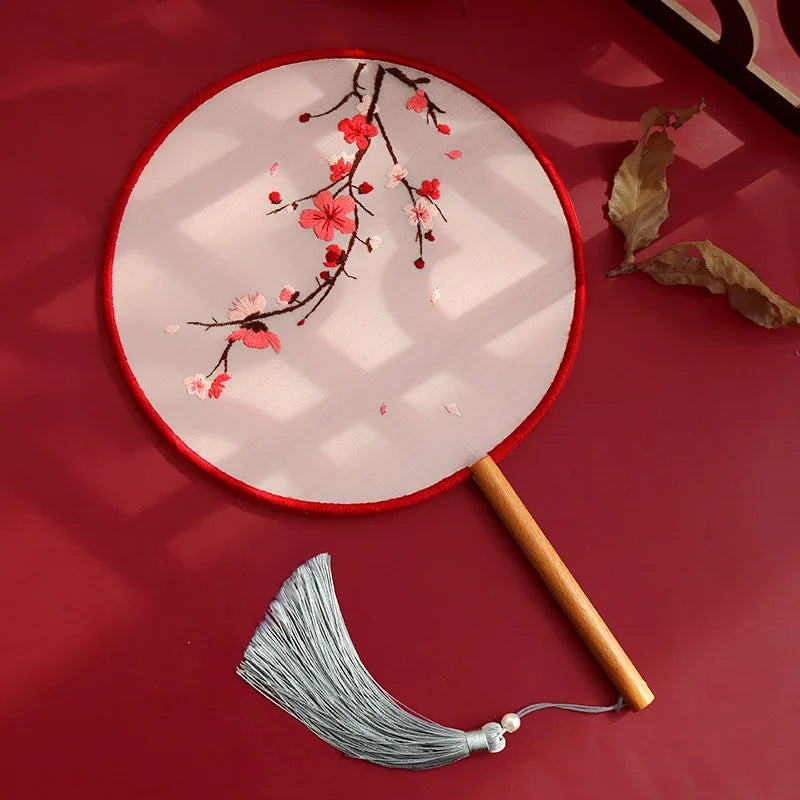 Embroidery Kit, Chinese-Style Hand Fan with Flower & Plant Patterns
