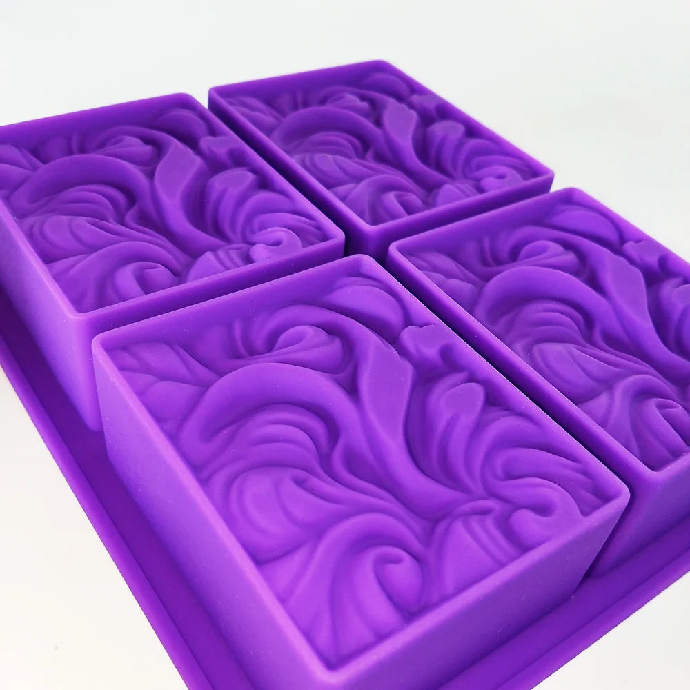 4 Cavity Wave Flower Silicone Soap Mold DIY Ocean Wave Aromatherapy Plaster Soap Mold Handmade Cloud Cold Process Soap Molds