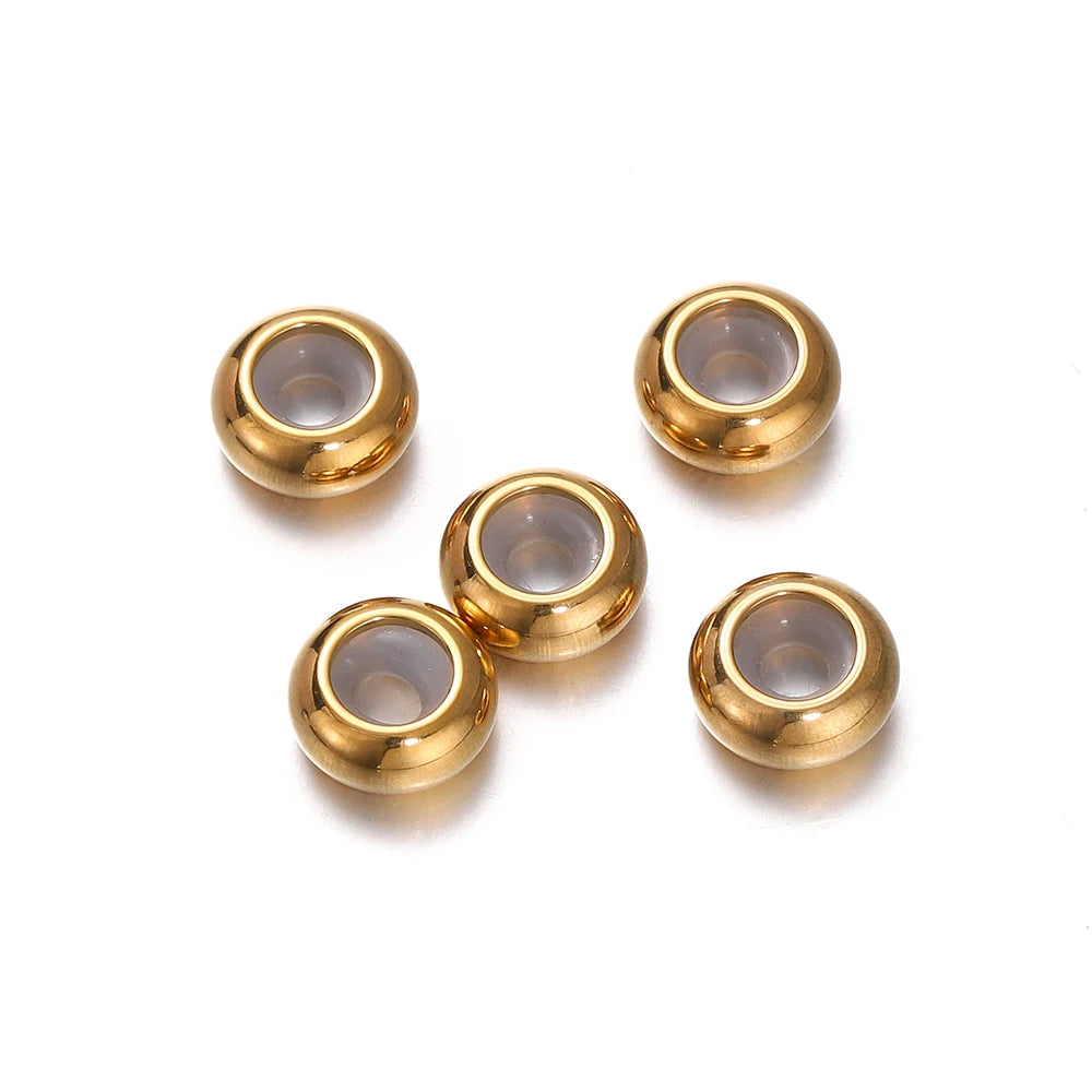 Metal Beads Stainless Steel Adjustment with Non-slip Silicone Bracelet Supplies