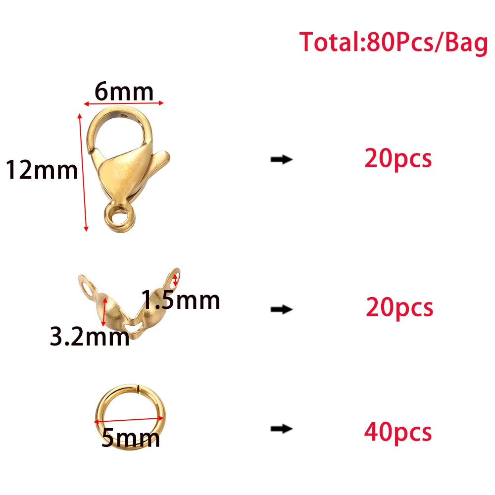 Jewelry Findings Kit Stainless Steel Clasps Crimps Rings DIY Jewelry Making