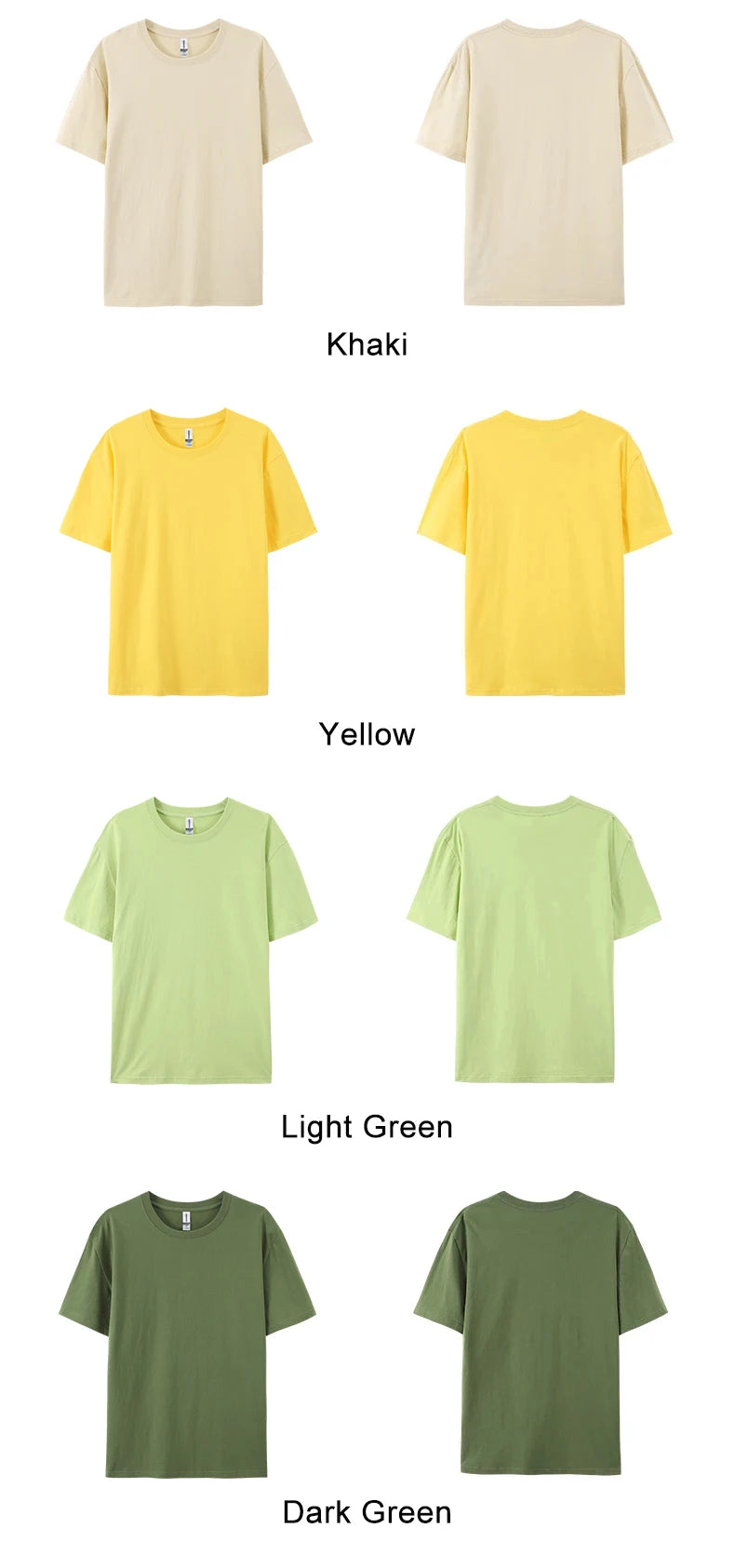 T-Shirt Unisex Solid Color 100% Cotton Loose Fit Short Sleeve Candy Color Tee