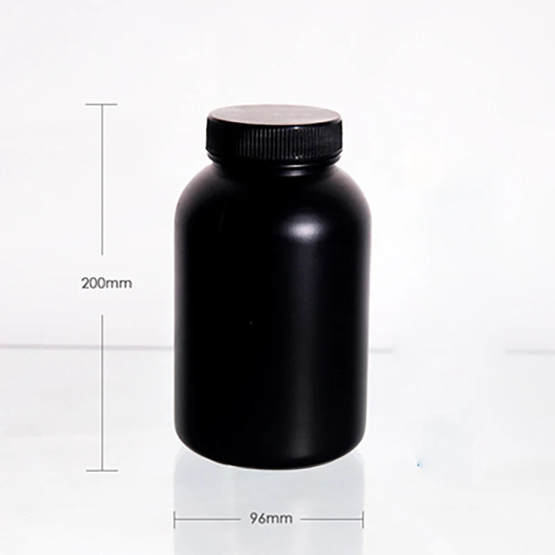 Black HDPE bottle size diagram, 7.87 in high by 3.78 in wide (200 by 96 mm)