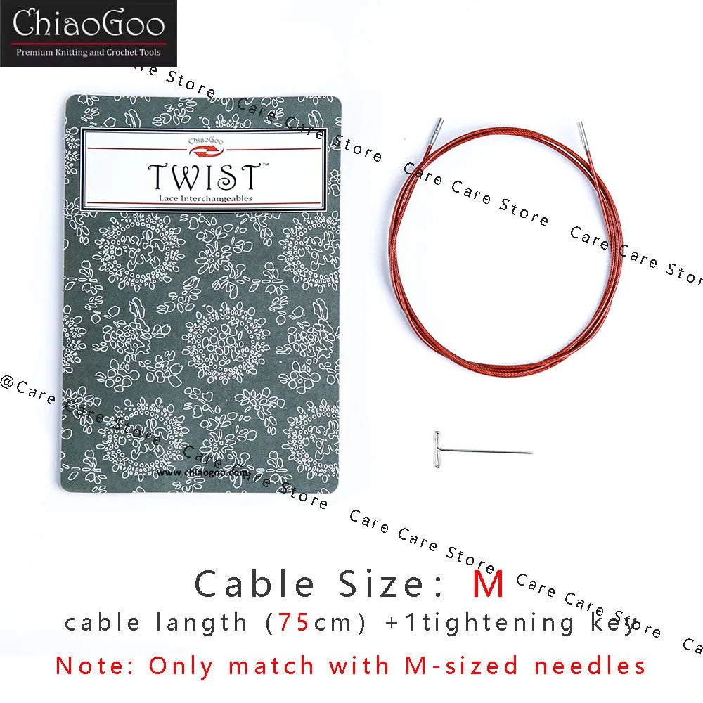 Knitting Needle Cable, ChiaoGoo TWIST Red for Interchangeable Needle Tips