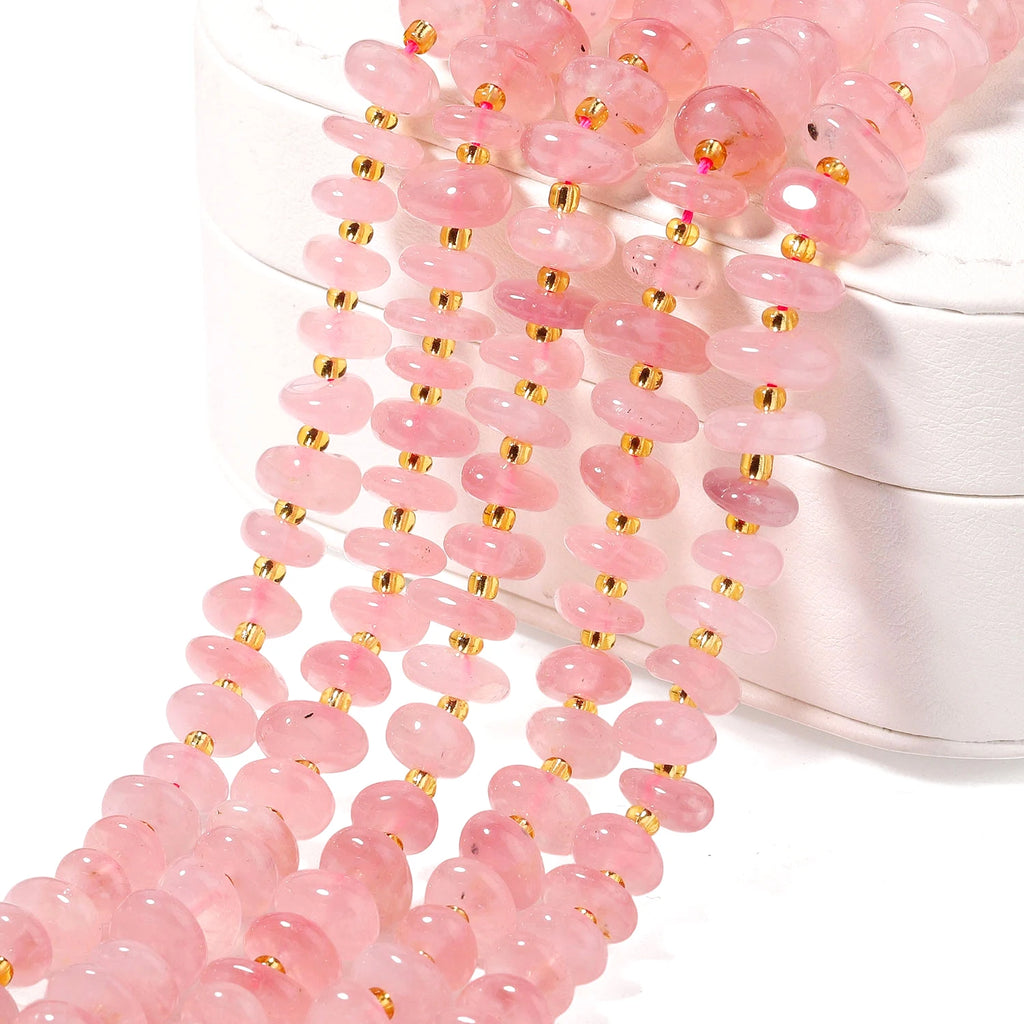 Stone Beads Rose Quartz-Style Irregular Rondelle Chips for DIY Jewelry Making