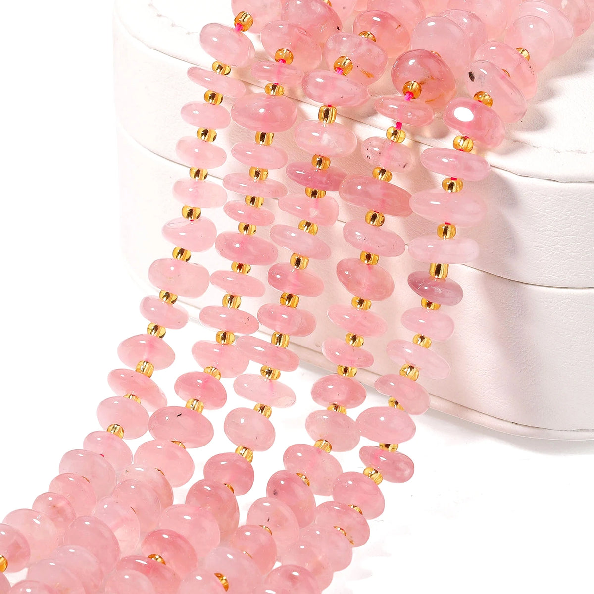 Stone Beads Rose Quartz-Style Irregular Rondelle Chips for DIY Jewelry Making