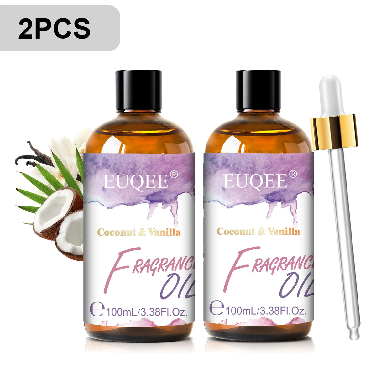 EUQEE Premium Fragrance Oil 100ml UV Glass Gold Dropper Candle Soap Bath Bomb 18 Scents