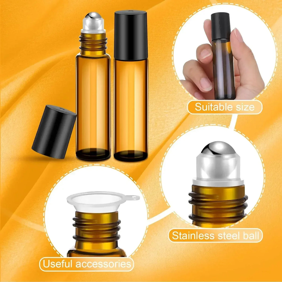 Spray Bottles Empty Amber Glass with Funnels and Droppers 5 Pack
