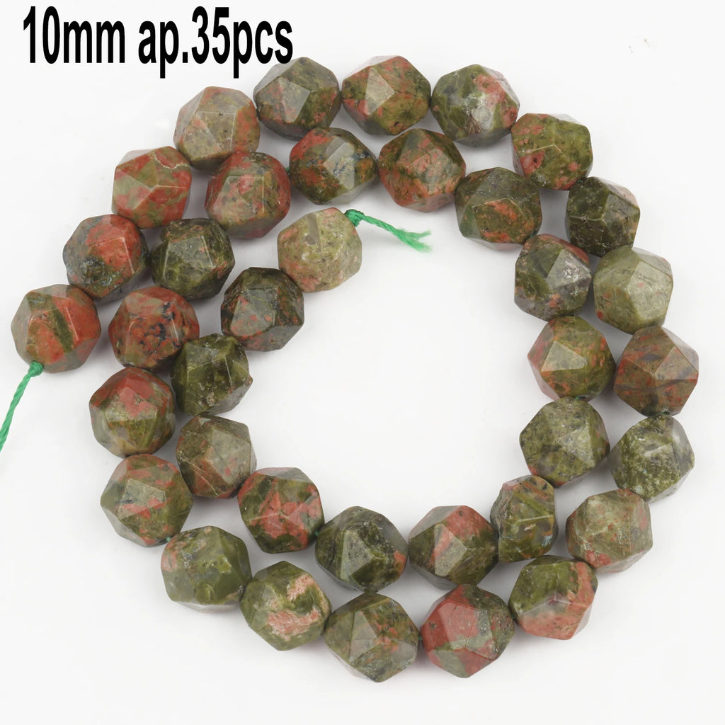 Stone Beads Unakite-Style Heart Drop Cube Shapes for DIY Jewelry Making