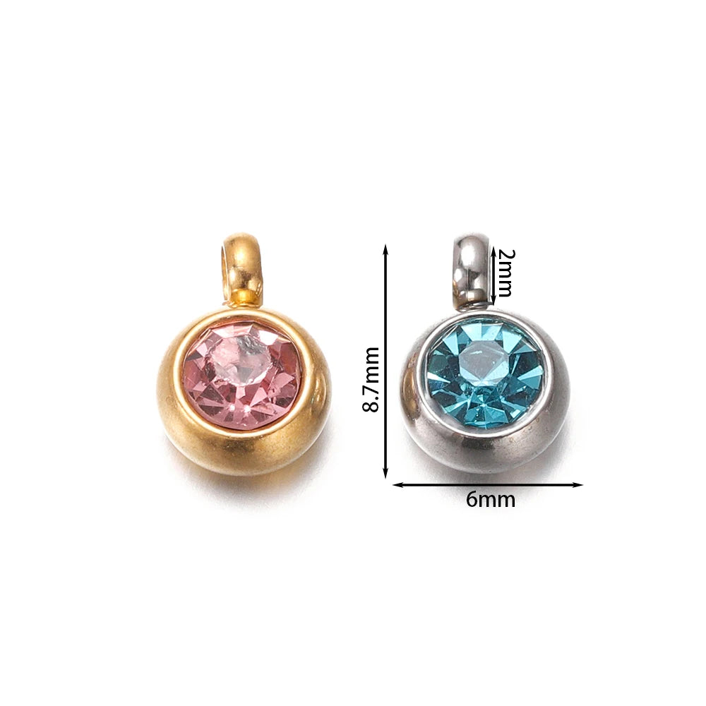 Earring Components Stainless Steel Birthstone Necklace Pendant Craft Supplies