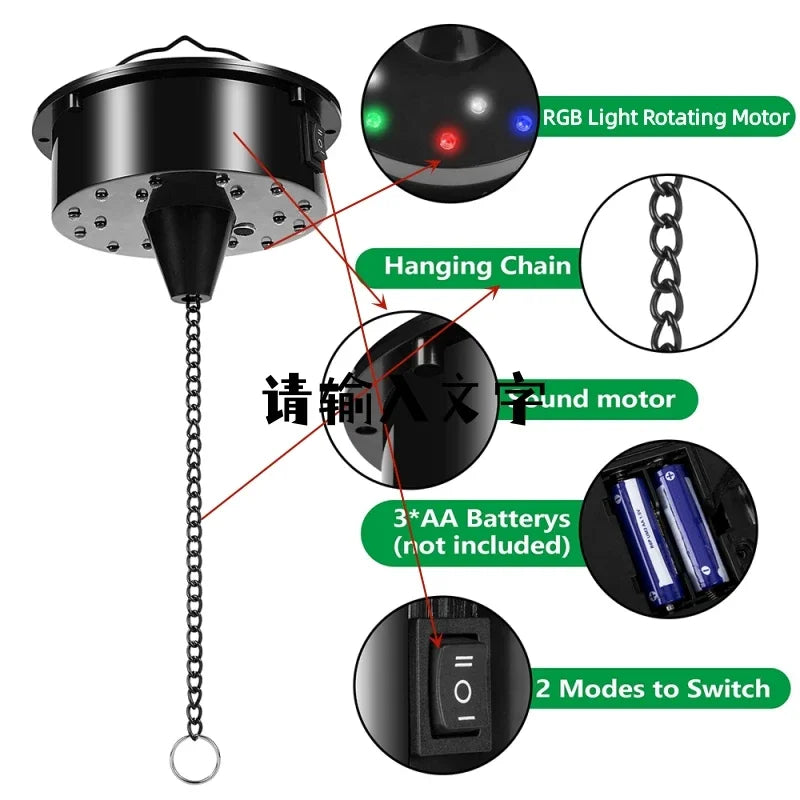 Disco Ball Motor 18 LED, Sound Active, Ceiling Mount, 5.11 in