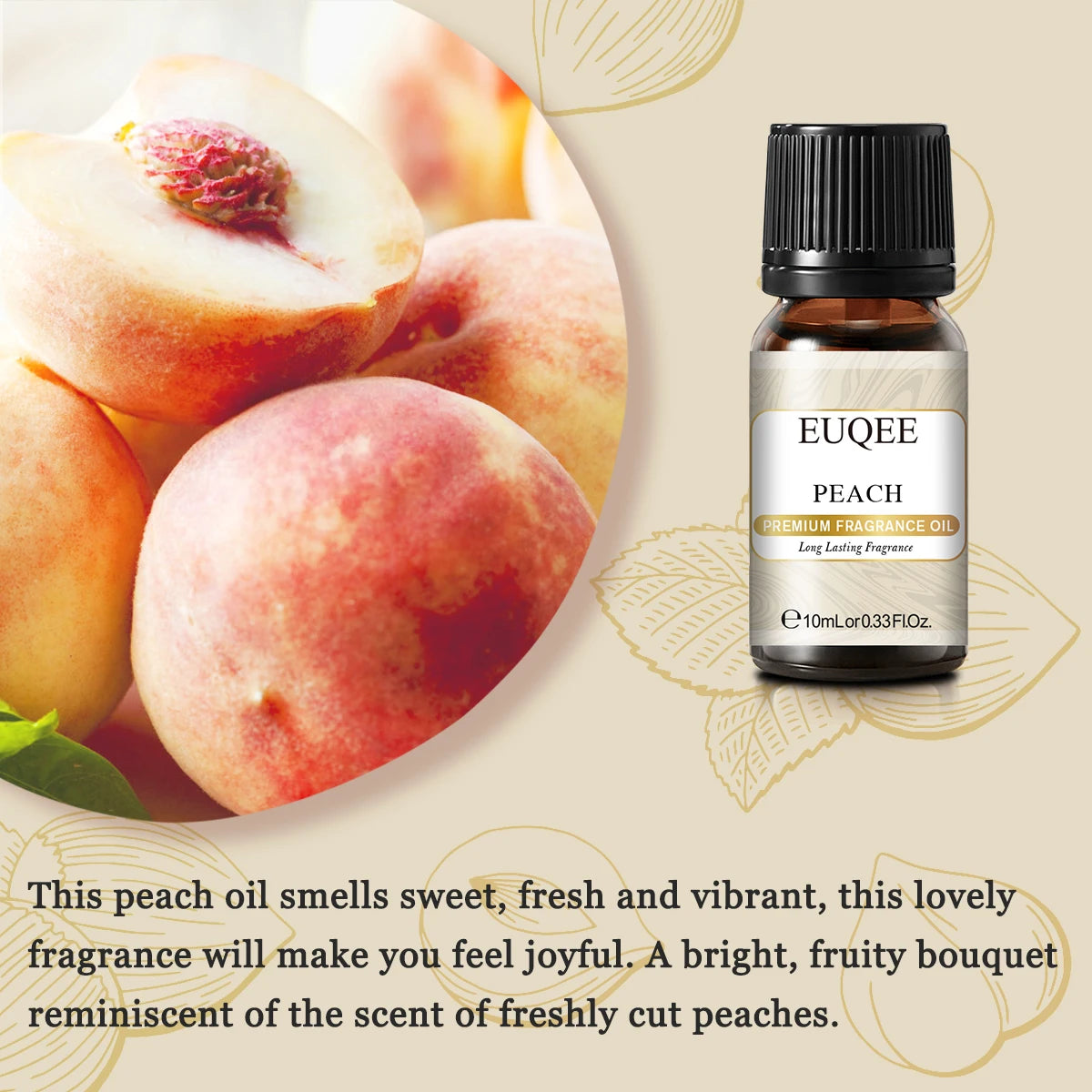 EUQEE 10ML 10ML Sweet Fruit Fragrance Oil For Aromatherapy,Making Candle,DIY Soap,Apple,Mango,Strawberry,Cherry,Coconut,Peach