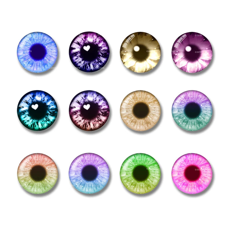 20pcs Plush Toy Doll Simulation Animal Glass Doll Eyes 8mm-20mm Round Photo Glass Cabochon Demo Flat Back Making Findings DIY