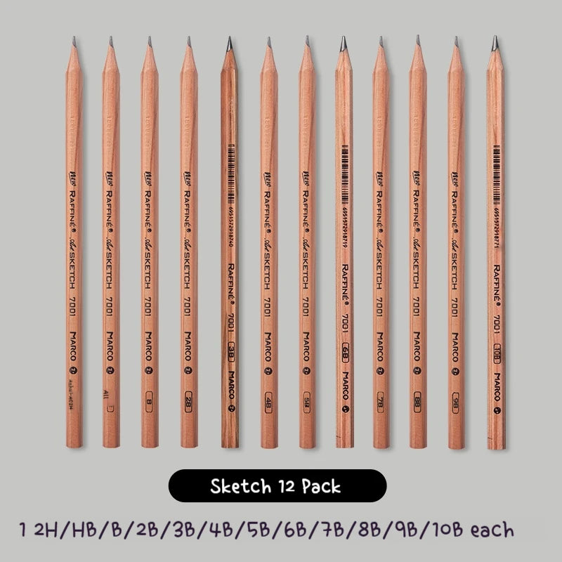 Borrence Graphite & Charcoal Sketch Pencils — Single Grade & Mixed Packs