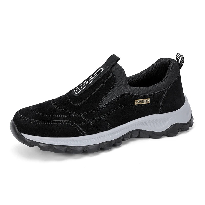 Mens casual suede leather shoes.  Slip on and comfortable, colors in rown, black and blue.  Casual loafer style, these shoes can be worn for any occasion!  non slip soles and durable stitching.