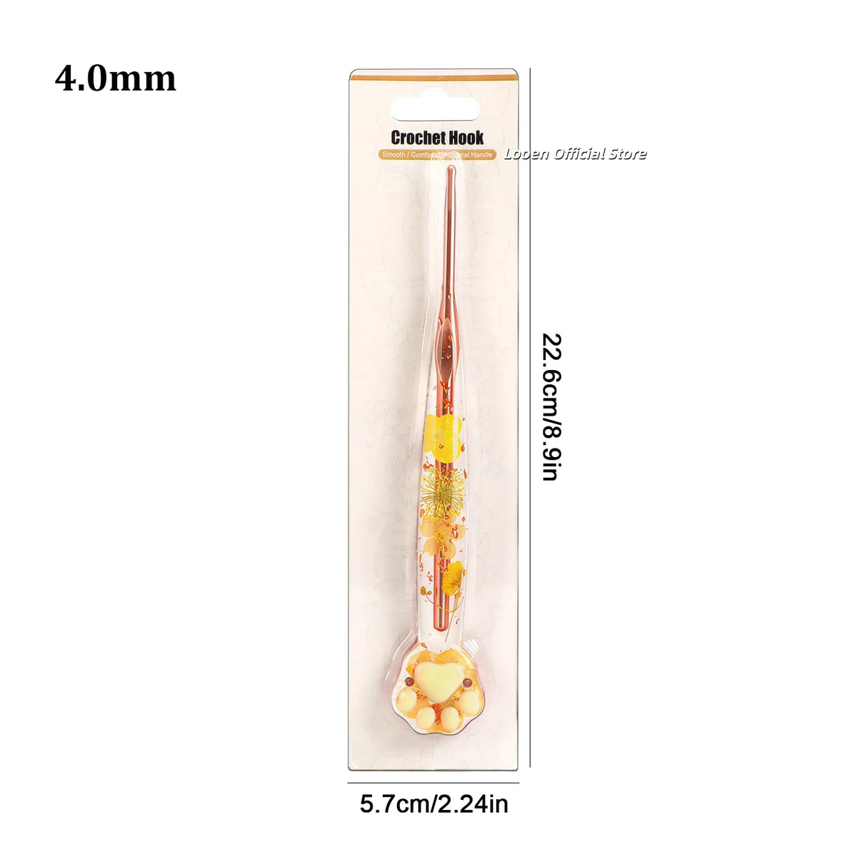 Crochet Hooks, Rose Gold Cat Paw & Floral Handles for Handmade Yarn Crafts