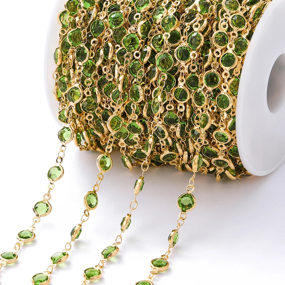 Metal Beads Colorful Crystal Beaded Chain Glass Necklace Chain Bracelet Supplies