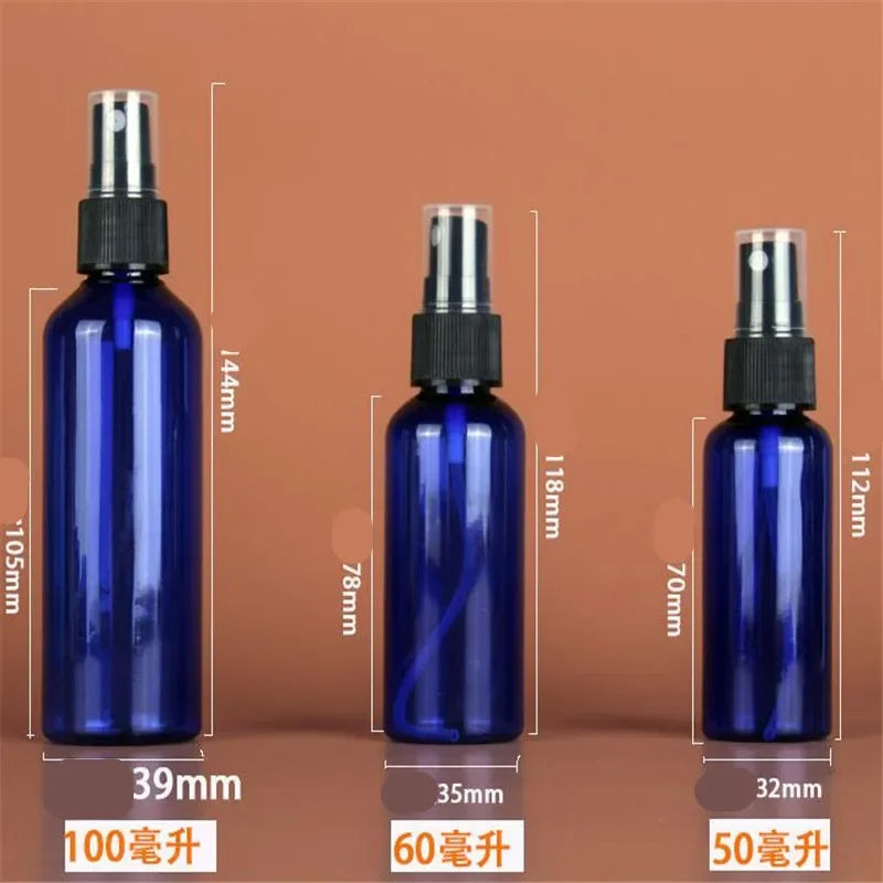 Spray Bottles Empty Blue PET Plastic Fine Mist Atomizers 50 Pack