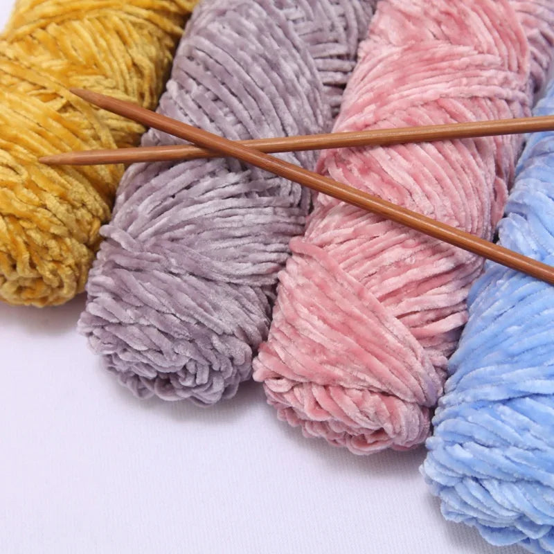 Yarn, Chenille Velvet-Style with Gold Luster for Scarves, Sweaters & Dolls
