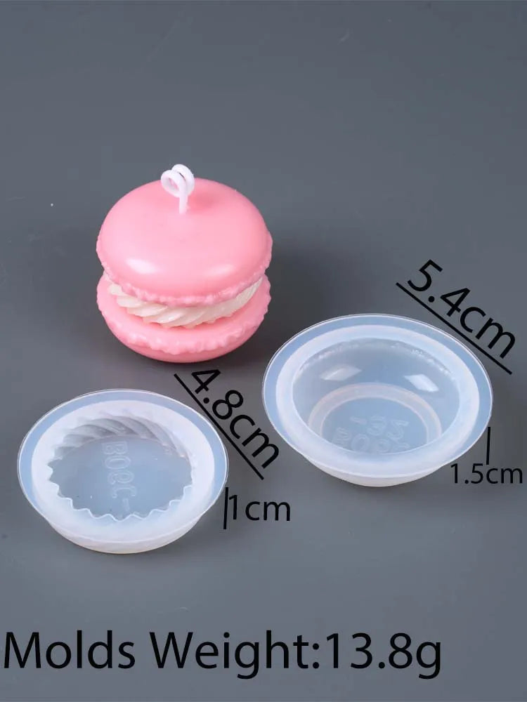Macaron Candle Mold - Silicone 3D Heart or Round, Soap Plaster