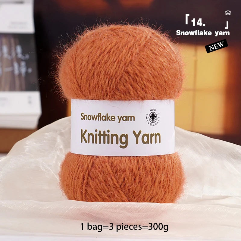 Yarn, Long-Pile Snowflake Texture for Shawls, Sweaters, Hats & Scarves