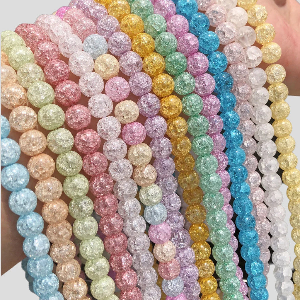 Beads Multicolor Snow Cracked Crystal Round Quartz-Style Crystal Craft Beads