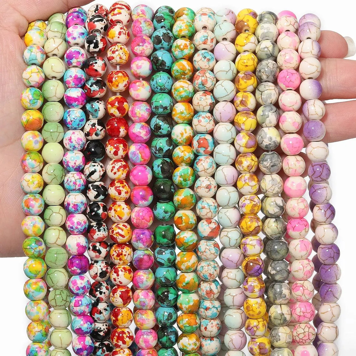 Stone Beads Colorful Round Howlite Turquoise Styles for DIY Jewelry Making