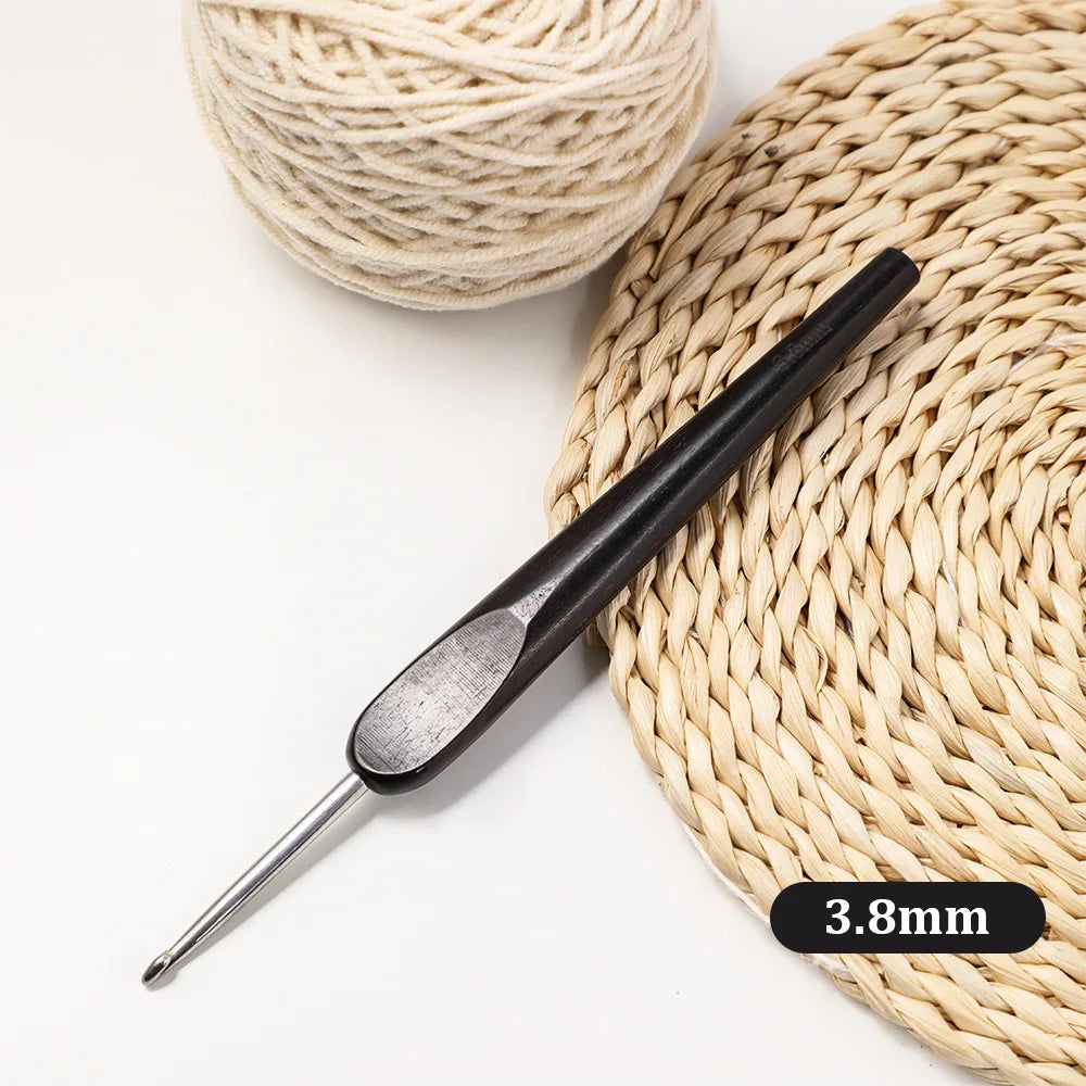 Crochet Hook, Polished Wooden Handle for Handmade Yarn & Needlework Crafts