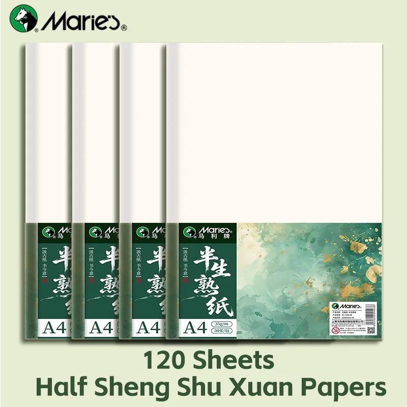 Marie's Rice Paper 120 Sheets, Half Sheng Xuan for Calligraphy & Art