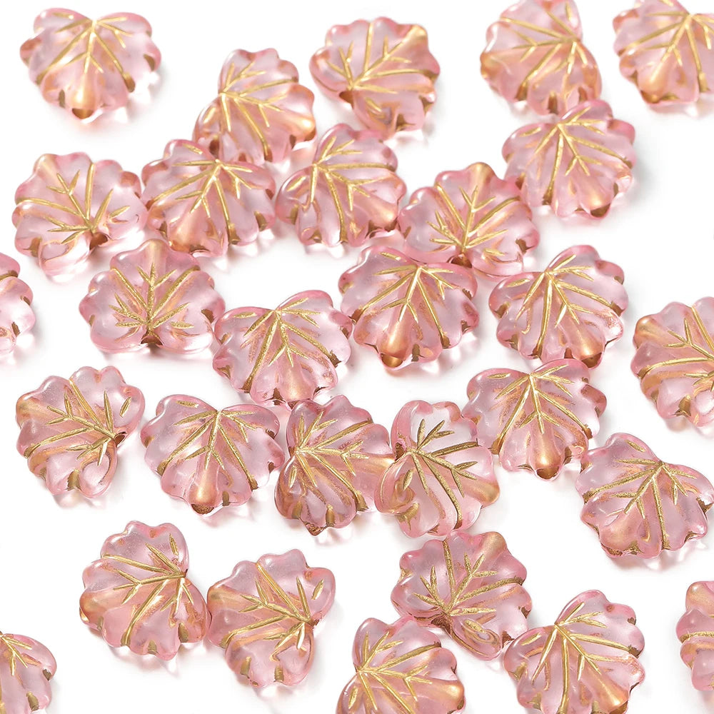 Acrylic Beads Vintage Amber Maple Leaf Spacer Necklace Bracelets Craft Beads